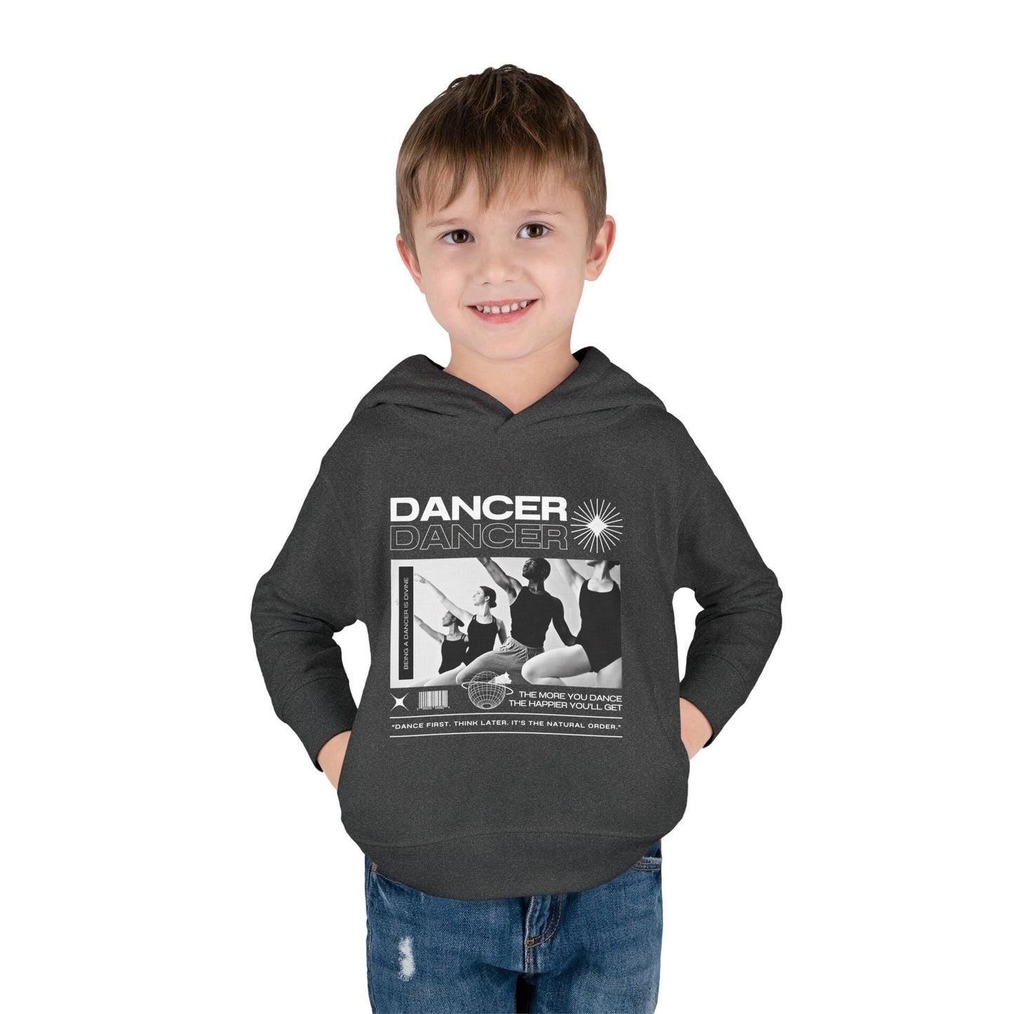 “Dancer” Toddler Pullover Hoodie – Streetwear-Inspired Ballet Barre Graphic Sweatshirt for Kids