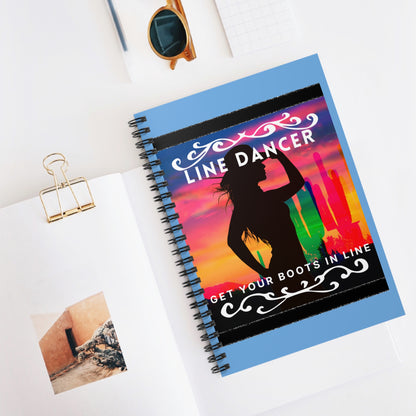 "Line Dancer, Get Your Boots in Line" Western-Inspired Design – Spiral Dance Notebook for Journaling, Class Notes & Choreo Planning