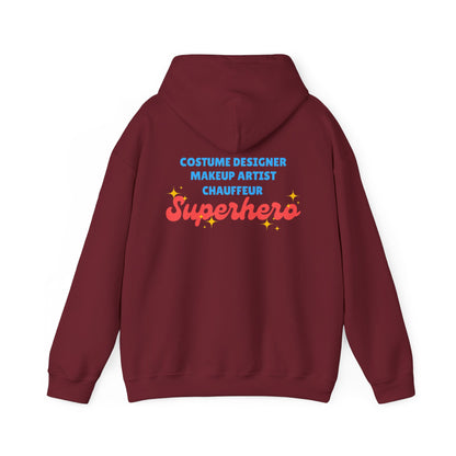 "Dance Mom" Superhero Hoodie – Floral Front Graphic & Fun Back Design | Unisex Hooded Sweatshirt for Proud Dance Parents