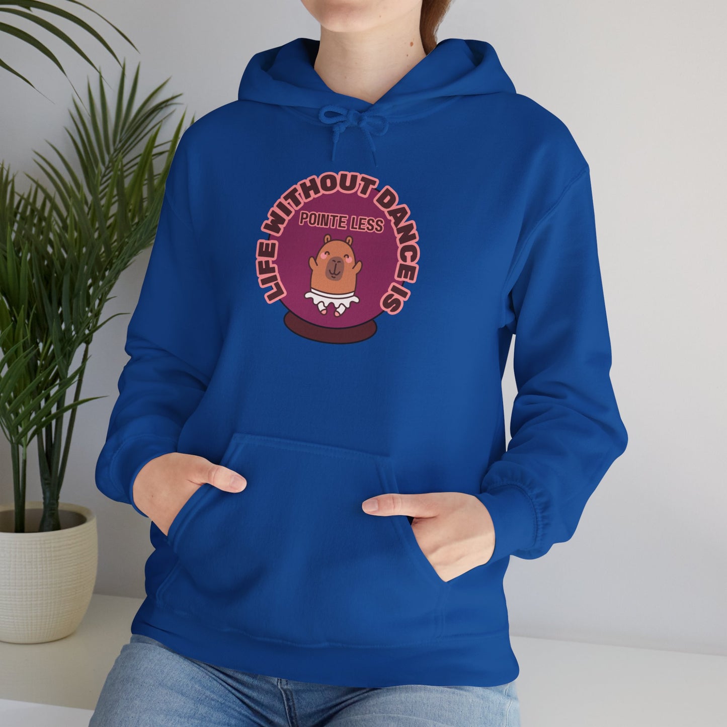 “Life Without Dance is Pointeless" Unisex Heavy Blend Hooded Sweatshirt – Cute Capybara Graphic Hoodie for Adults and Teens