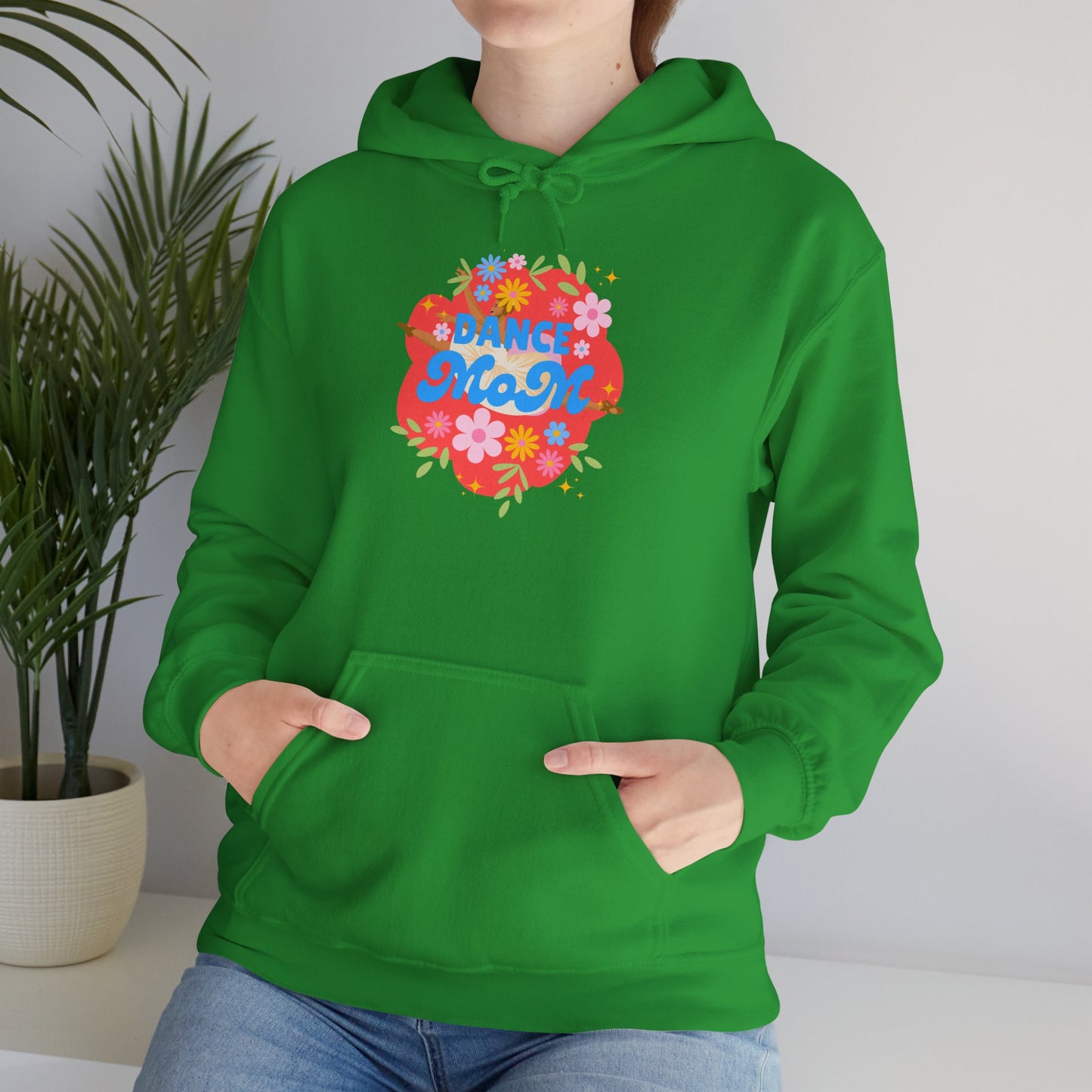 "Dance Mom" Superhero Hoodie – Floral Front Graphic & Fun Back Design | Unisex Hooded Sweatshirt for Proud Dance Parents