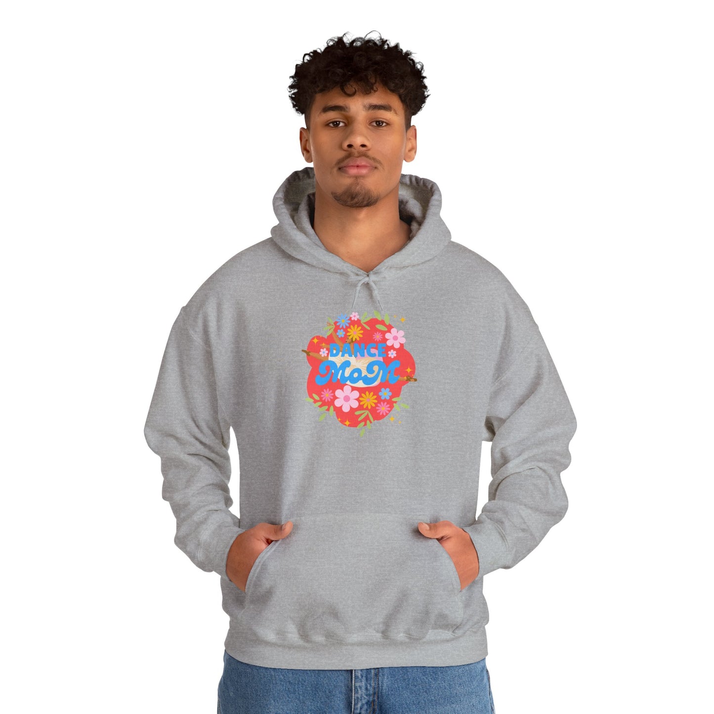 "Dance Mom" Superhero Hoodie – Floral Front Graphic & Fun Back Design | Unisex Hooded Sweatshirt for Proud Dance Parents