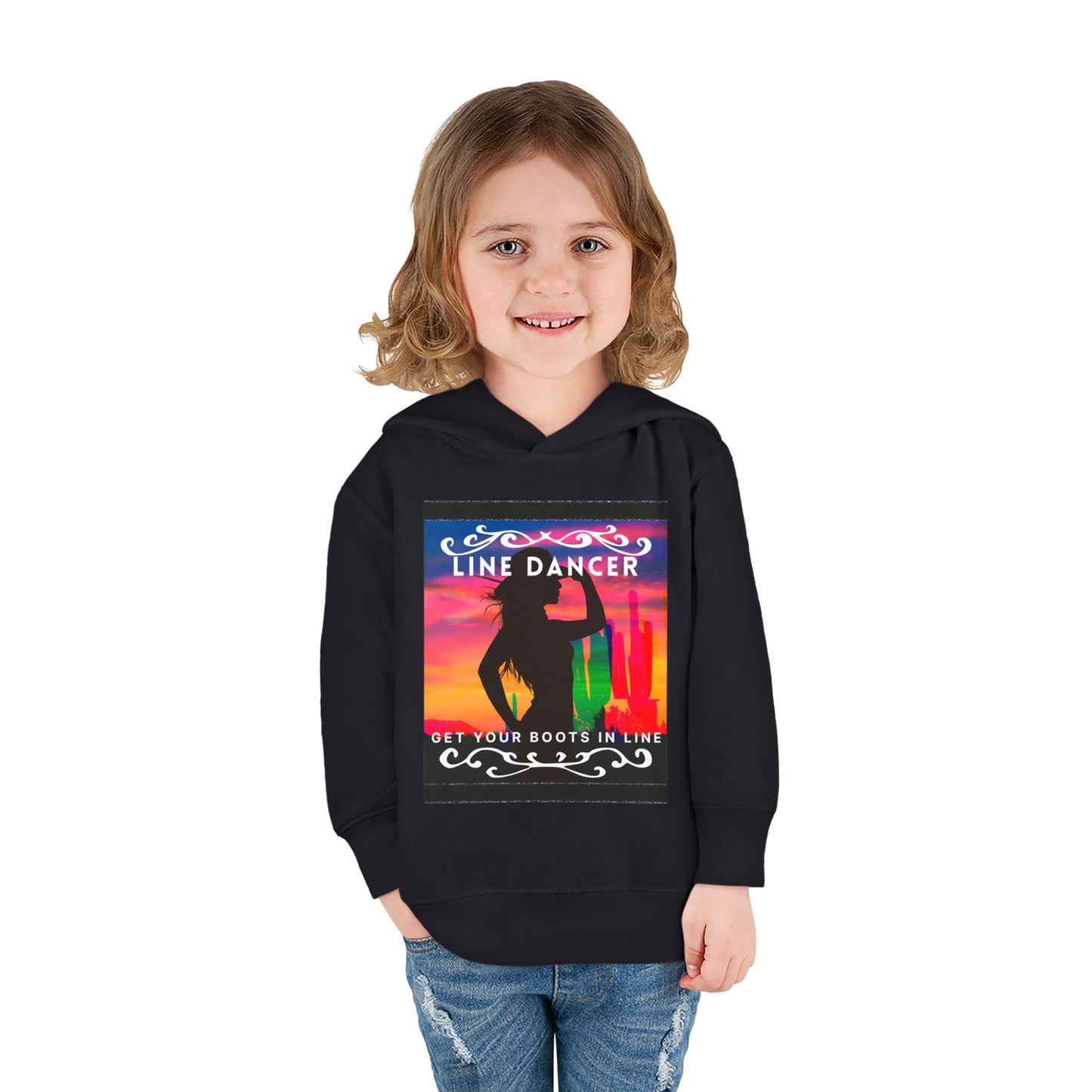 "Line Dancer, Get Your Boots in Line" Streetwear Dance Graphic – Toddler Pullover Hoodie