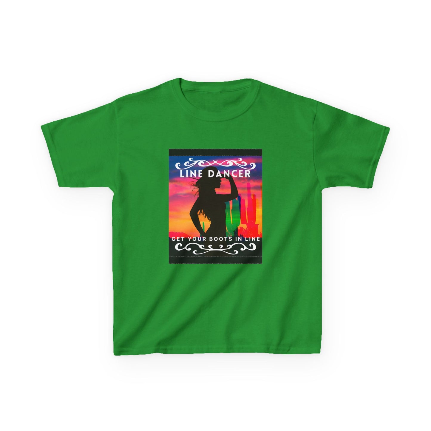 "Line Dancer – Get Your Boots in Line" Youth Short Sleeve Tee – Western-Inspired Country Dance Shirt for Kids
