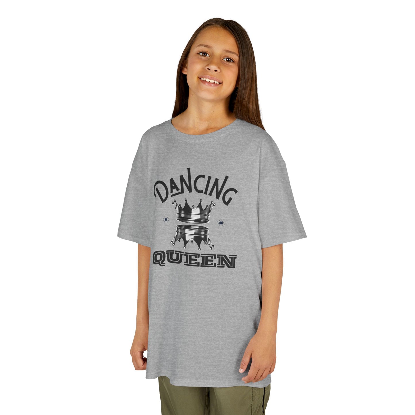 “Dancing Queen" Kids Heavy Cotton™ Tee with Crown Graphic – Dance-Inspired Graphic Tee for Adults & Kids