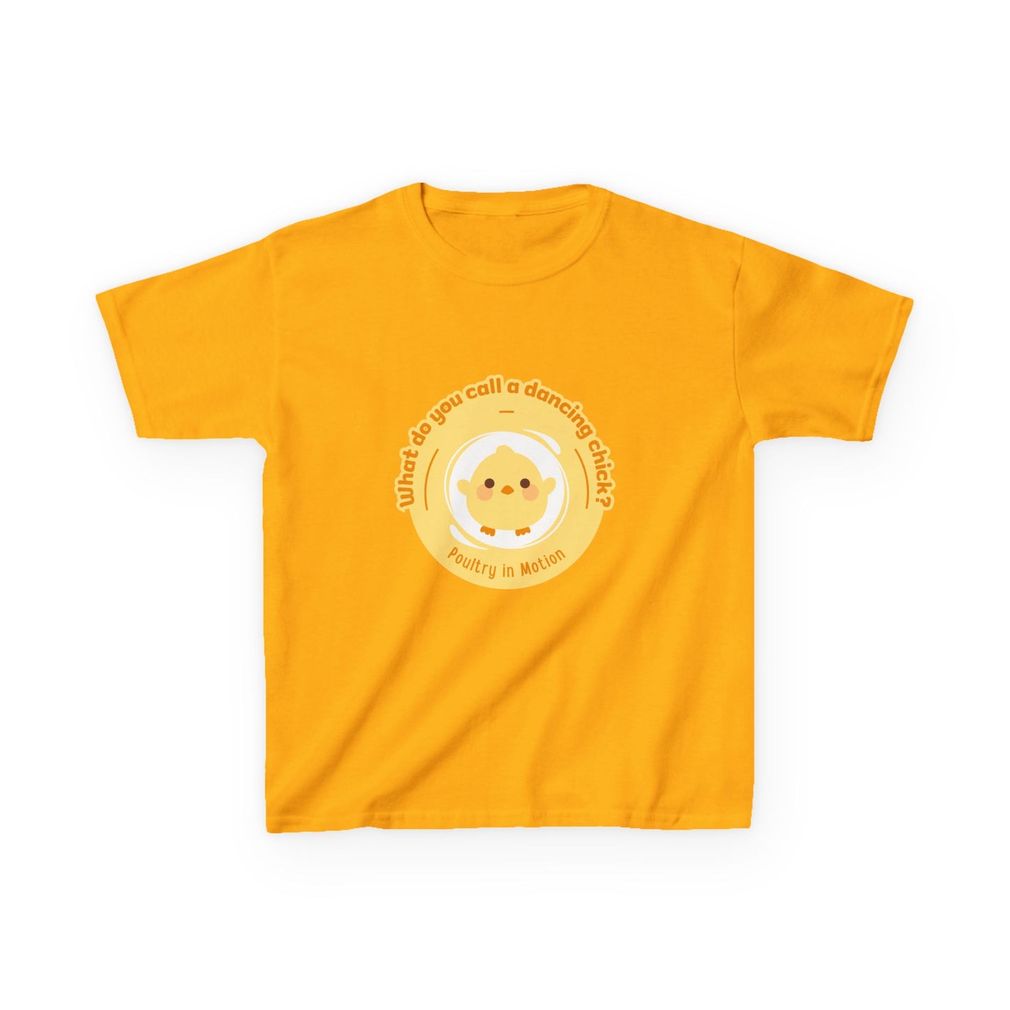 “What do you call a dancing chick? Poultry in Motion” Funny Chick Dance Tee for Kids – Cute Chicken Graphic - Youth Dance Pun T-Shirt