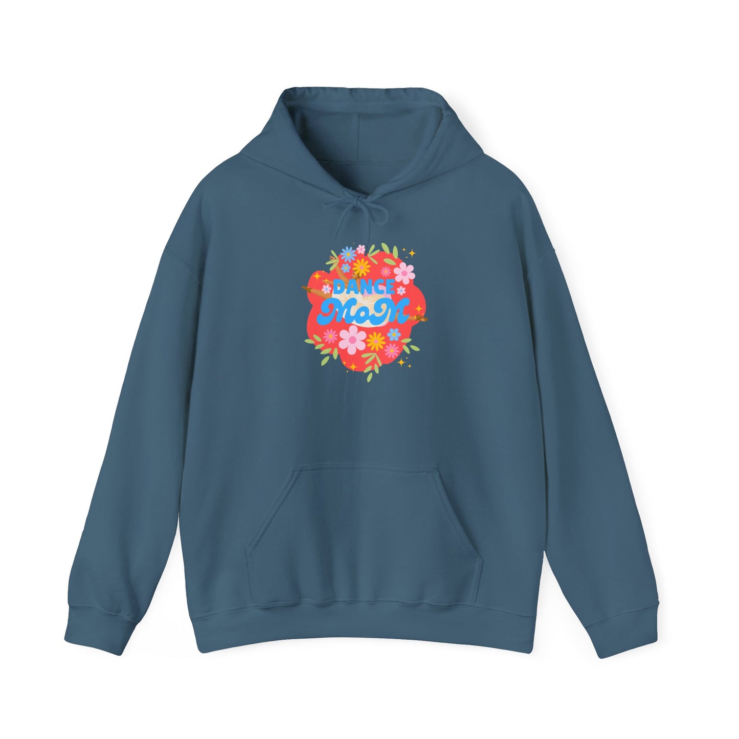 "Dance Mom" Superhero Hoodie – Floral Front Graphic & Fun Back Design | Unisex Hooded Sweatshirt for Proud Dance Parents