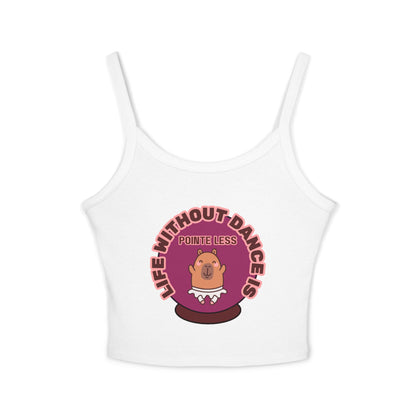 "Life Without Dance is Pointeless" Capybara Tank – Women's Spaghetti Strap Dance Top with Cute Animal Graphic