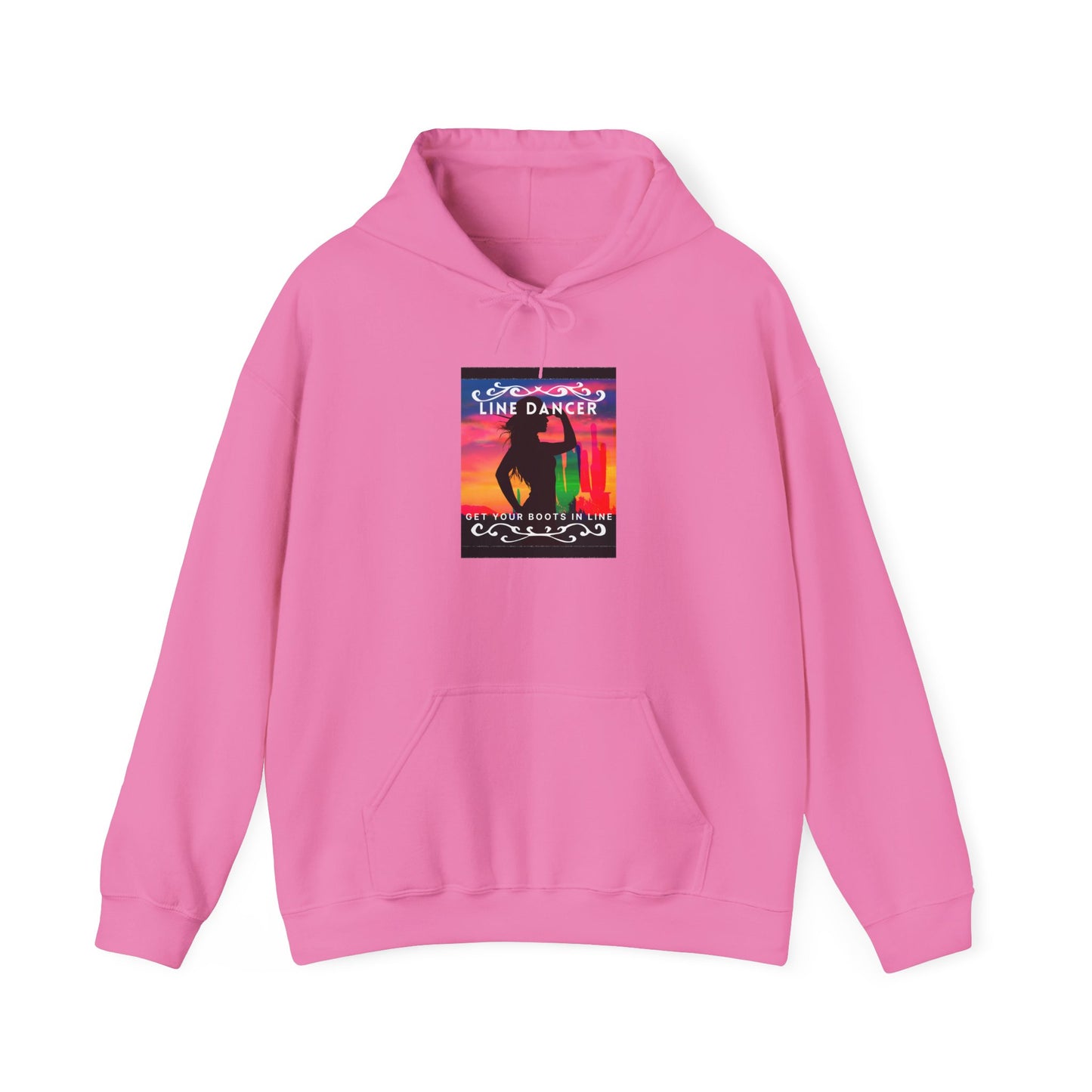 "Line Dancer, Get Your Boots in Line" Western-Inspired Graphic – Unisex Heavy Blend™ Hooded Sweatshirt