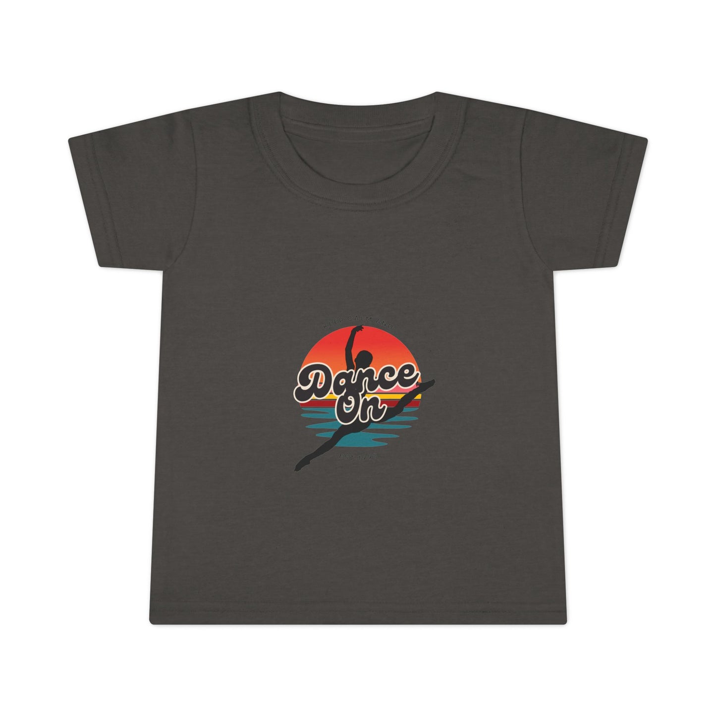 "Keep Calm and Dance On" Toddler Dance T-Shirt – Retro Graphic Short Sleeve Tee for Kids