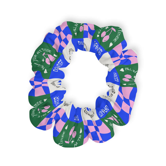 “Dancer – All in Your Attitude” Scrunchie – Retro Dance Hair Accessory with Motivational Graphic