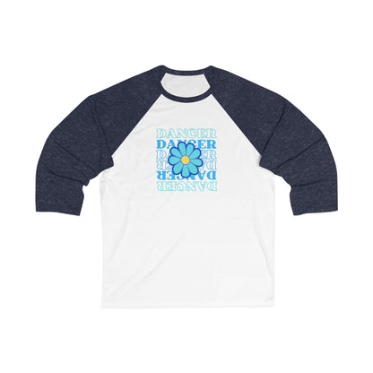 "Dancer" Unisex 3/4 Sleeve Baseball Tee – Bold Floral Graphic Dance Shirt for Performers and Dance Lovers