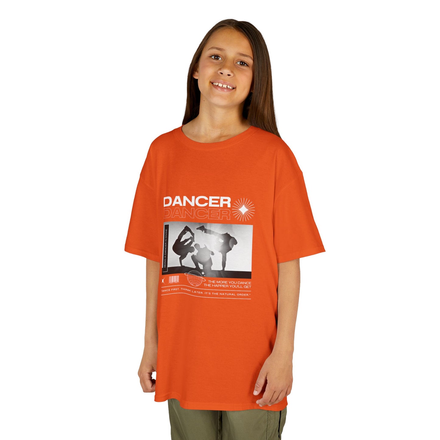 "Dancer" Youth Short Sleeve Tee – Streetwear-Style Breakdancer Graphic Hip Hop Dance Kids T-Shirt
