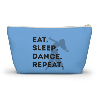 “Eat Sleep Dance Repeat” Makeup Bag – Bold Dancer Graphic – Dance-Themed Zipper Pouch for Cosmetics, Accessories & Travel Essentials