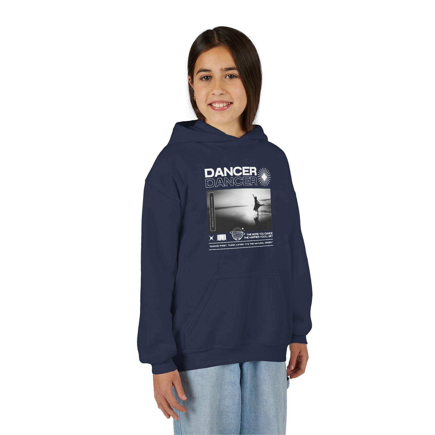 “Dancer” Arabesque on the Beach Graphic | Unisex Youth Hoodie – Streetwear-Inspired Ballet Dance Hoodie for Kids & Young Dancers