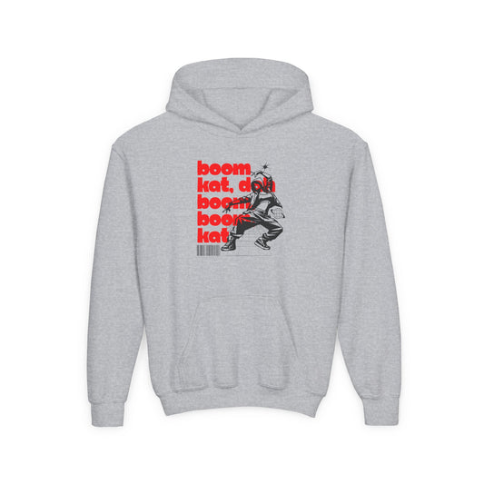 “Boom Kat” Bold Streetwear-Inspired Dance Graphic | Unisex Youth Hoodie – Hip-Hop & Jazz Dance Hoodie for Kids & Young Performers