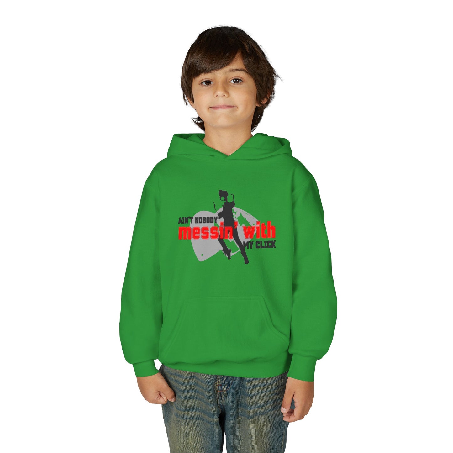 “Ain’t Nobody Messin’ with My Click” Tap Dance Graphic with Tap Shoes & Dancer - Unisex Youth Hoodie – Streetwear Tap Dancing Hoodie for Kids & Young Performers