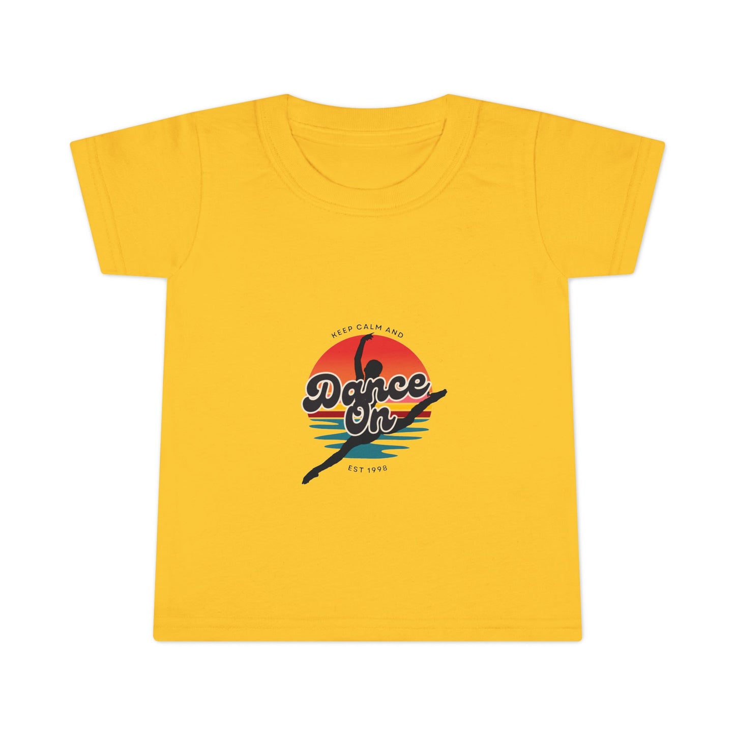 "Keep Calm and Dance On" Toddler Dance T-Shirt – Retro Graphic Short Sleeve Tee for Kids