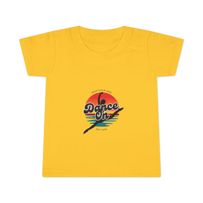 "Keep Calm and Dance On" Toddler Dance T-Shirt – Retro Graphic Short Sleeve Tee for Kids
