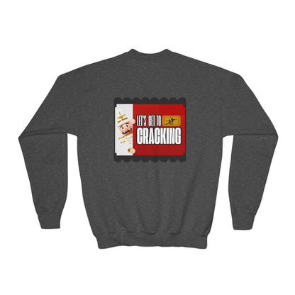 “Let’s Get to Cracking” Back Print YOUTH Sweatshirt + Nutcracker 2025 Front – Youth Crewneck | Ballet Holiday Dance Sweatshirt