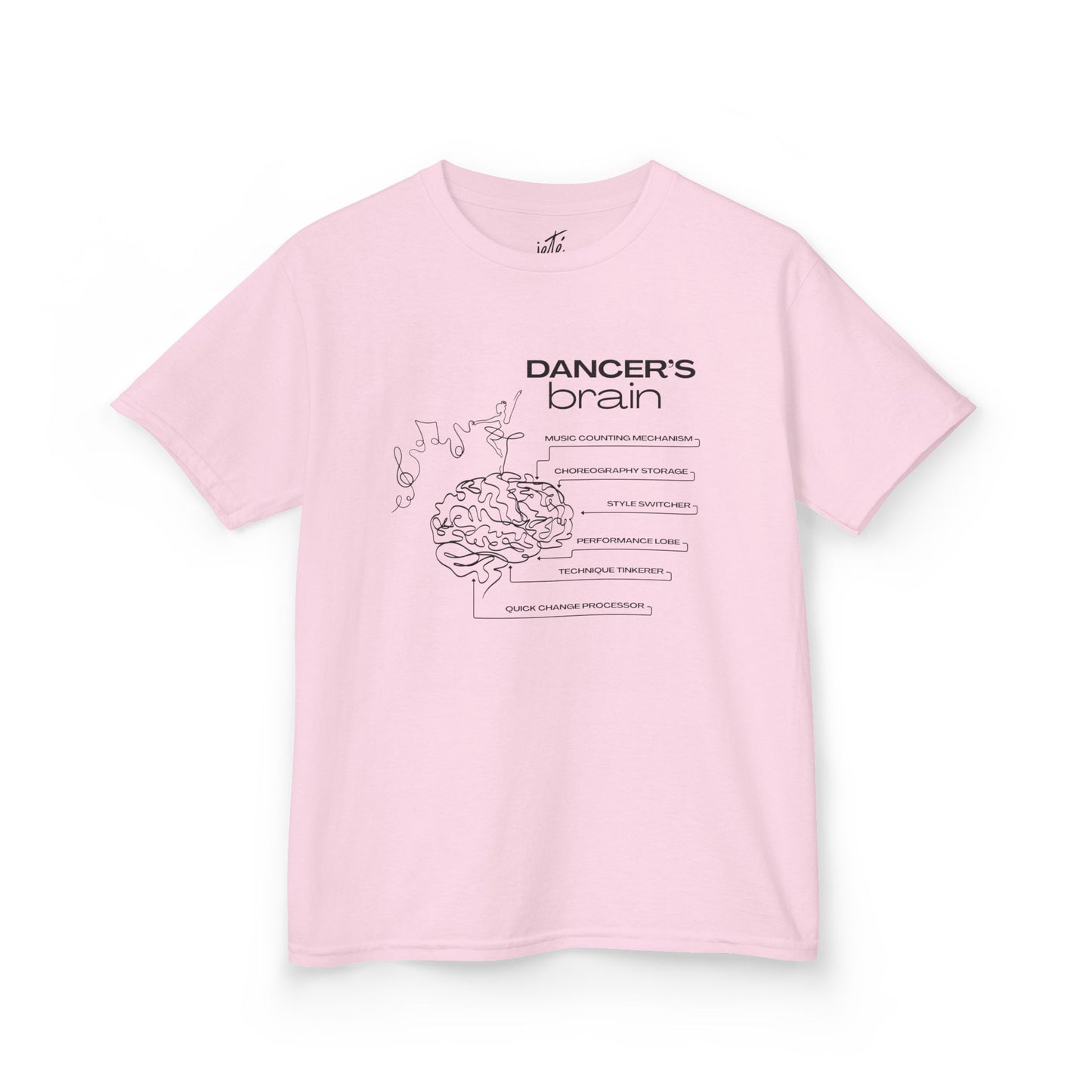 “Dancer’s Brain” Youth Short Sleeve Tee with Funny Dance Brain Graphic – Personalized Dance T-Shirt for Kids & Teens, Custom Name or Studio Option