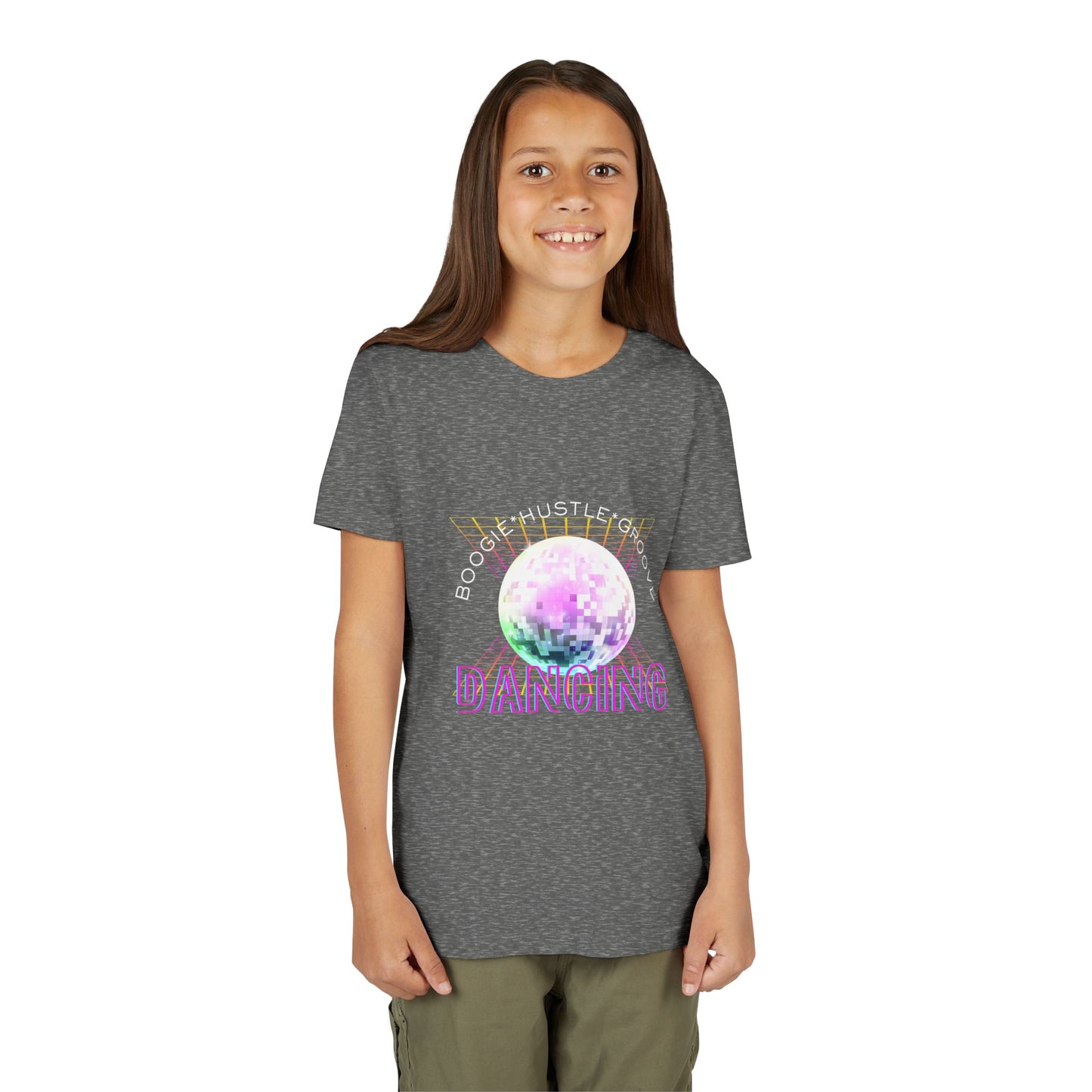 "Boogie, Hustle, Groove - Dancing" Streetwear Dance Graphic – Youth Short Sleeve Tee