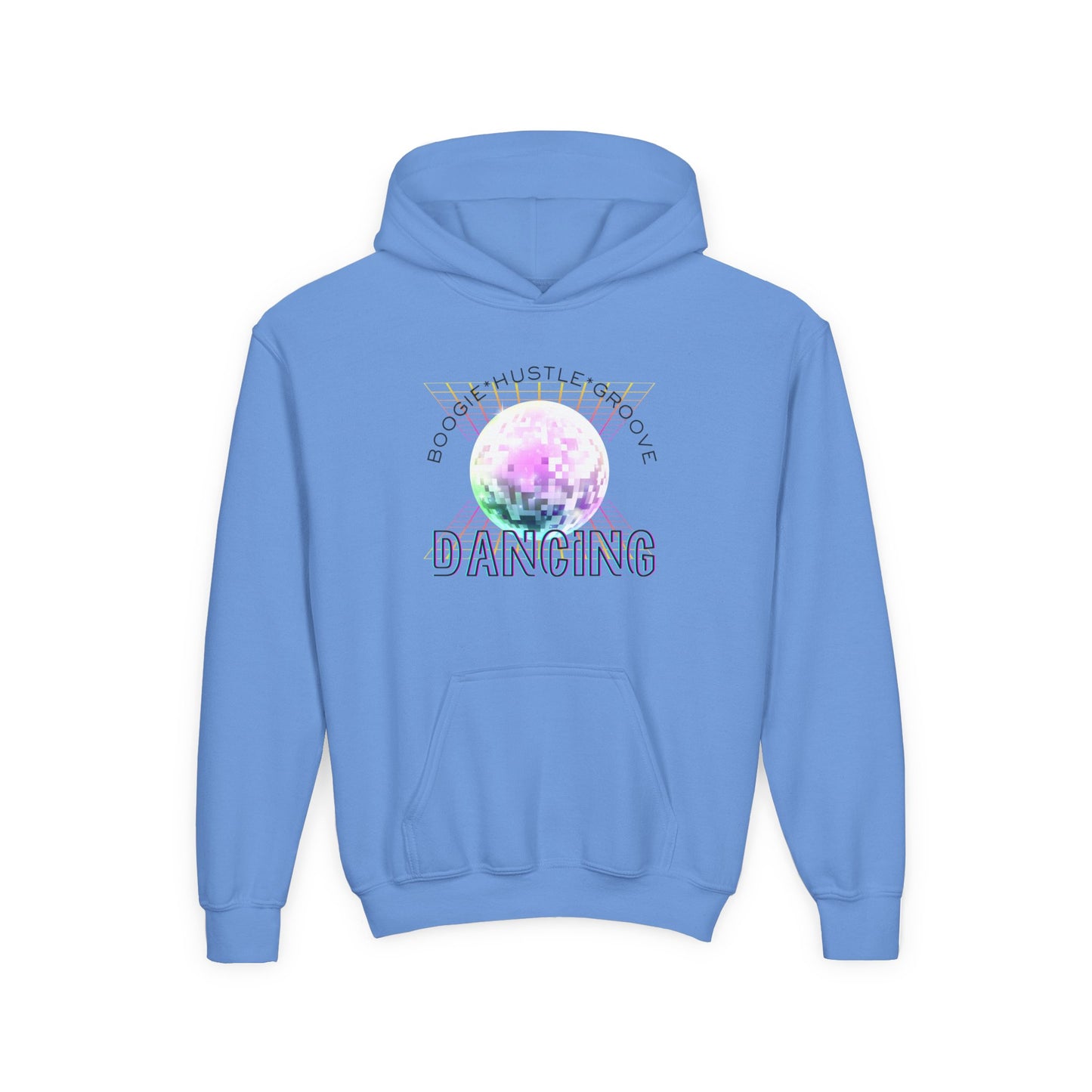 "Boogie, Hustle, Groove - Dancing" Streetwear Dance Graphic – Youth Heavy Blend Hooded Sweatshirt