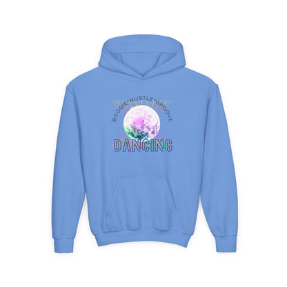 "Boogie, Hustle, Groove - Dancing" Streetwear Dance Graphic – Youth Heavy Blend Hooded Sweatshirt
