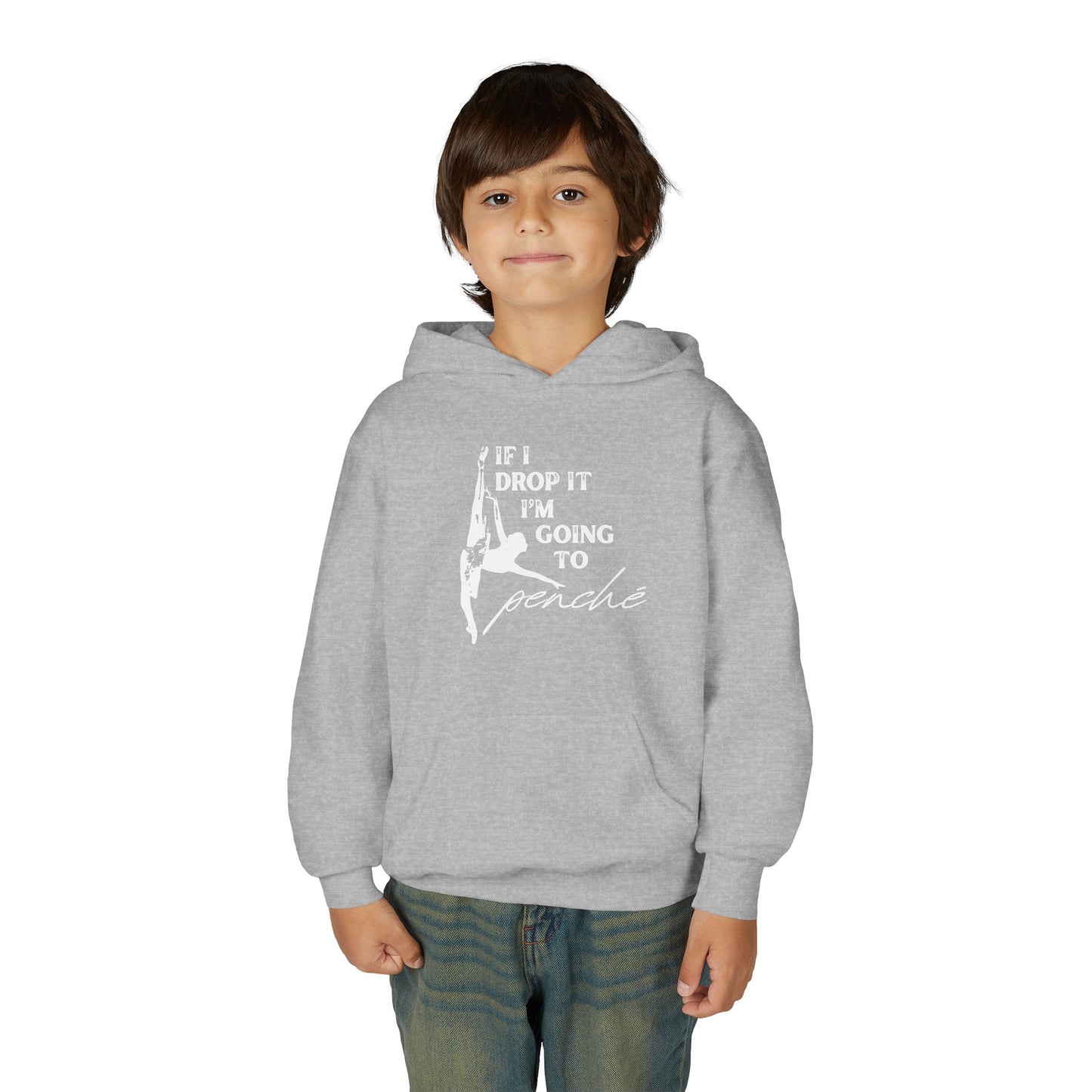 “If I Drop It, I’m Going to Penché” Unisex Youth Hoodie with Ballet Dancer Graphic – Funny Dance Hoodie for Kids & Teens, Personalized with Name or Studio