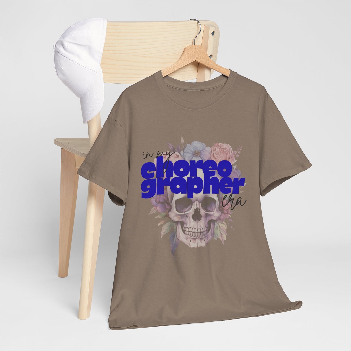 "In My Choreographer Era" Skull Floral Tee – Unisex Heavy Cotton Dance T-Shirt with Cool Gothic Graphic