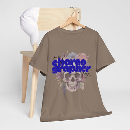"In My Choreographer Era" Skull Floral Tee – Unisex Heavy Cotton Dance T-Shirt with Cool Gothic Graphic