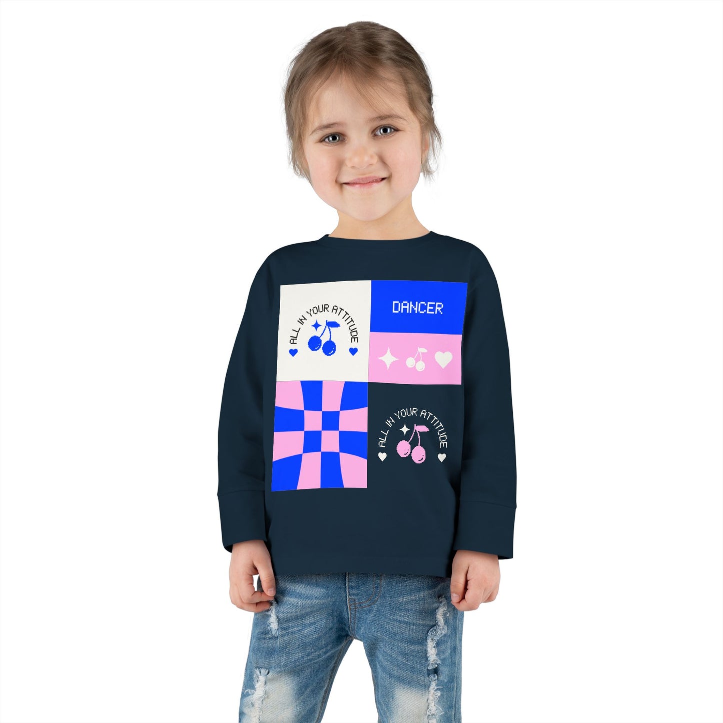 "Dancer – All in Your Attitude" Toddler Dance T-Shirt – Retro Graphic Long Sleeve Tee for Kids