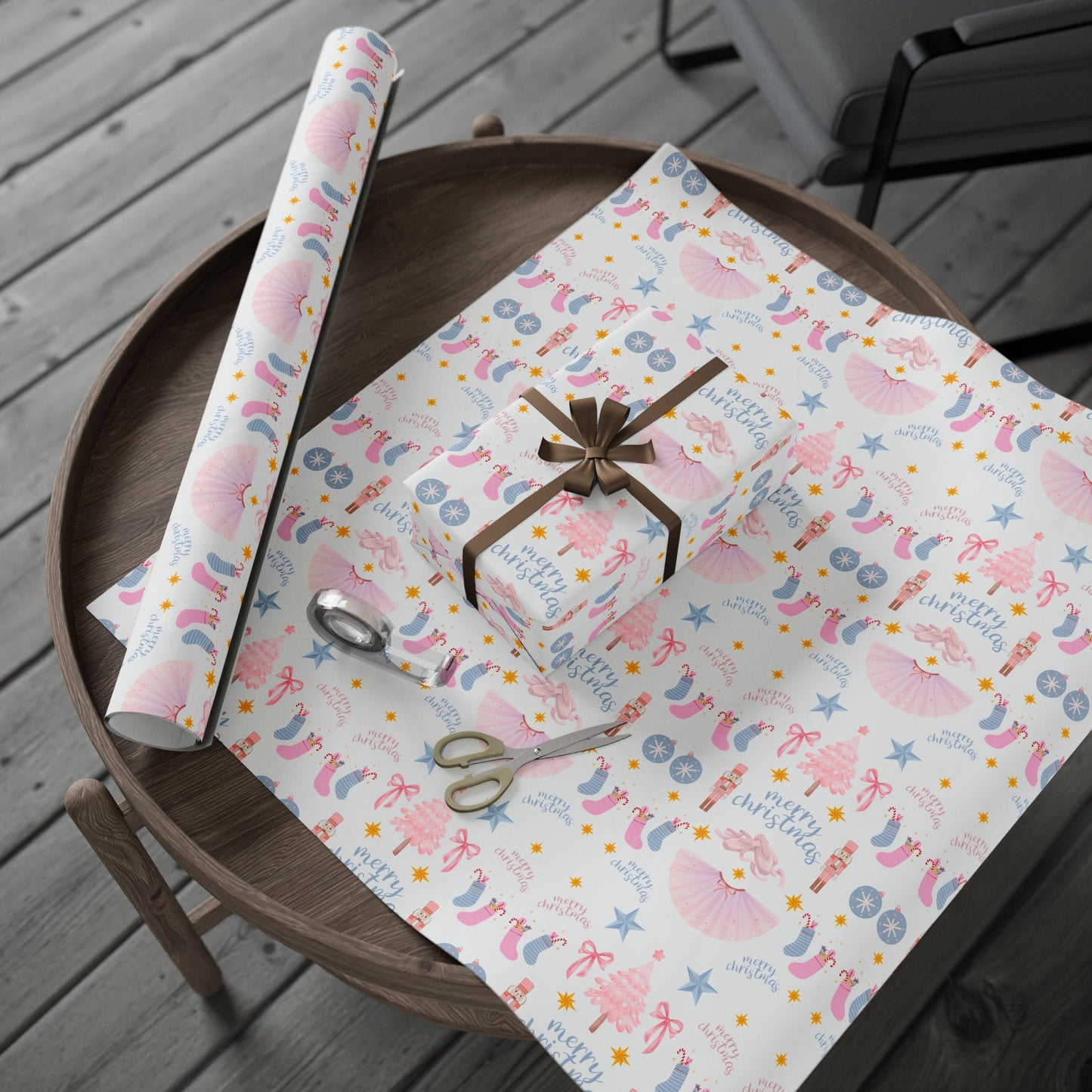 “Merry Christmas” Pastel Wrapping Paper – Elegant Holiday Gift Wrap with Soft Festive Colors, Perfect for Christmas Gifts, Dancers & Holiday Parties