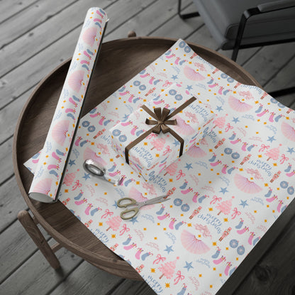 “Merry Christmas” Pastel Wrapping Paper – Elegant Holiday Gift Wrap with Soft Festive Colors, Perfect for Christmas Gifts, Dancers & Holiday Parties