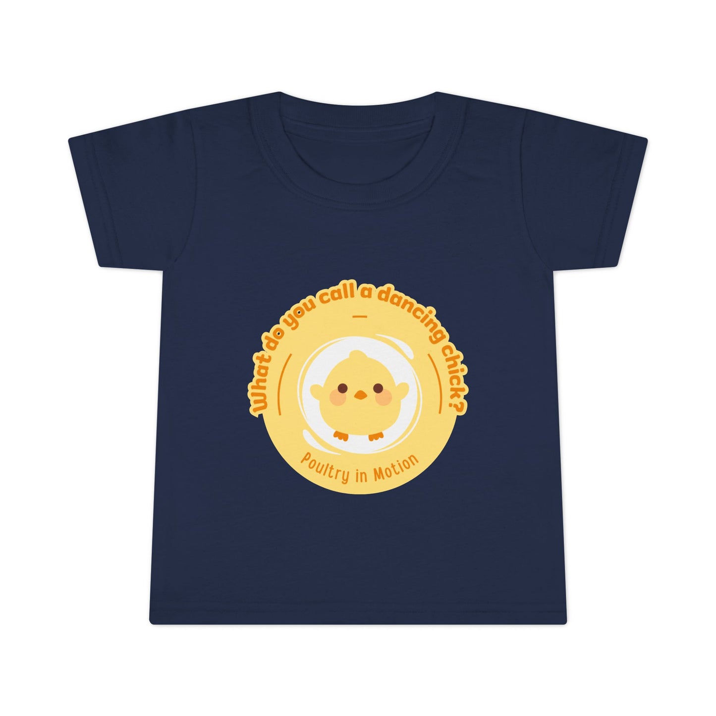 "What Do You Call a Dancing Chick? Poultry in Motion" Toddler Dance T-Shirt – Cute Chicken Graphic Short Sleeve Tee for Kids