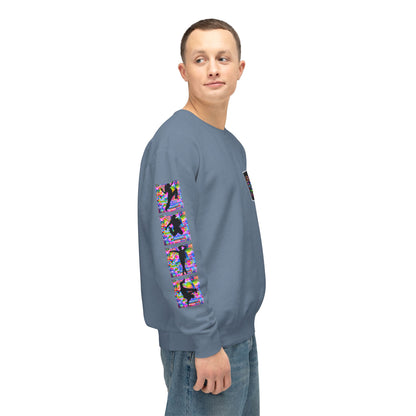 Levels Premium Collection Dance Crewneck Sweatshirt – Vibrant Unisex Streetwear Pullover with "Levels Pictures Textures" Front Text and Dancer Silhouettes on Sleeves
