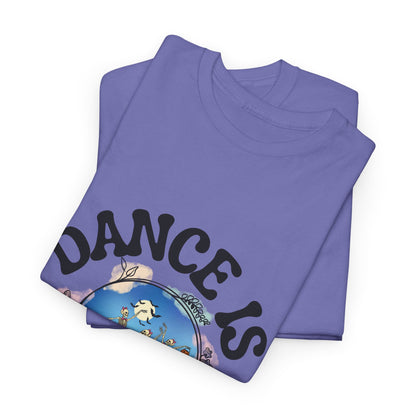 “Dance Is in My Bones” Halloween Dance T-Shirt with Dancing Skeletons Graphic - Unisex Heavy Cotton Tee