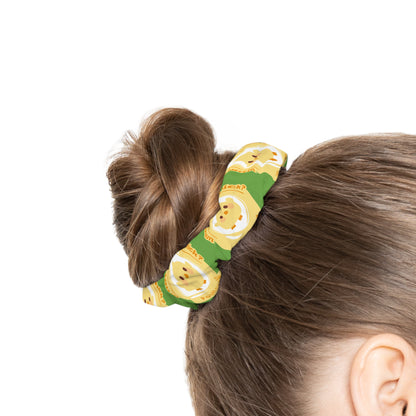 “What do you call a dancing chick? Poultry in Motion” Scrunchie – Funny Dance Pun Hair Accessory with Cute Dancing Chicken Graphic