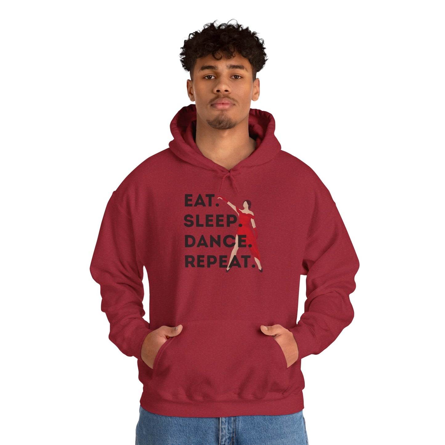 "Eat Sleep Dance Repeat" Unisex Dance Hoodie – Bold Graphic Sweatshirt for Dancers