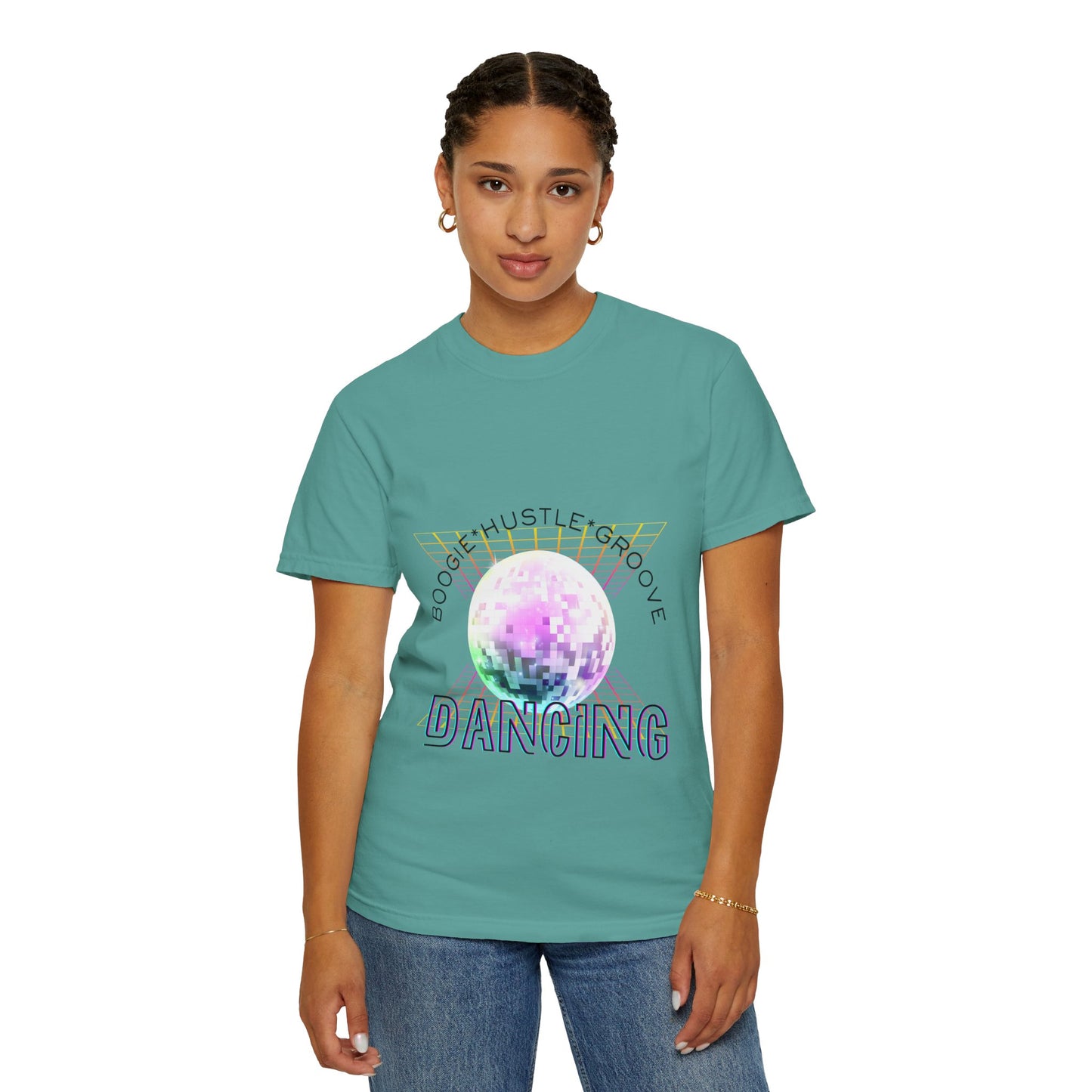 "Boogie, Hustle, Groove - Dancing" Streetwear Dance Graphic – Unisex Garment-Dyed T-Shirt