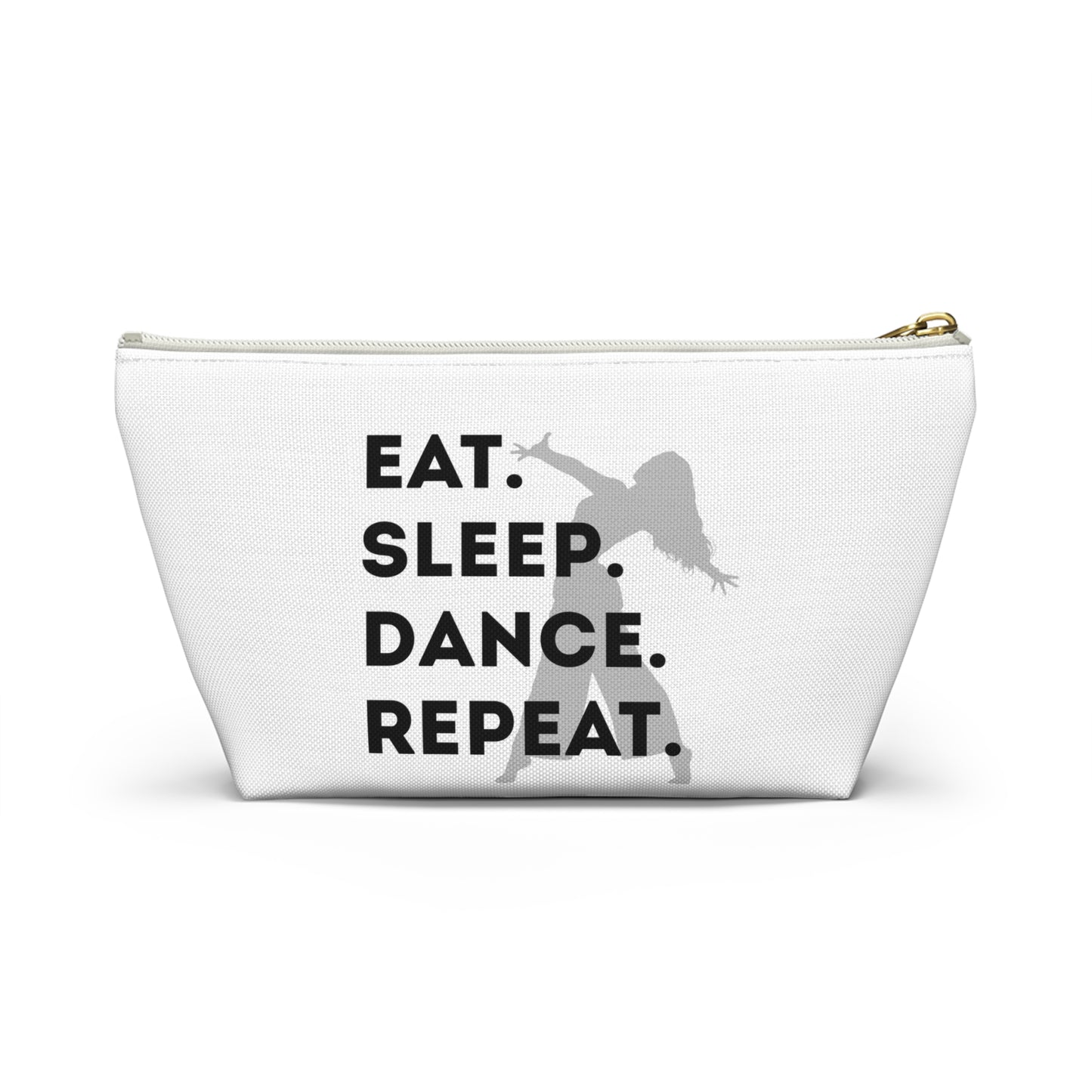 “Eat Sleep Dance Repeat” Makeup Bag – Bold Dancer Graphic – Dance-Themed Zipper Pouch for Cosmetics, Accessories & Travel Essentials