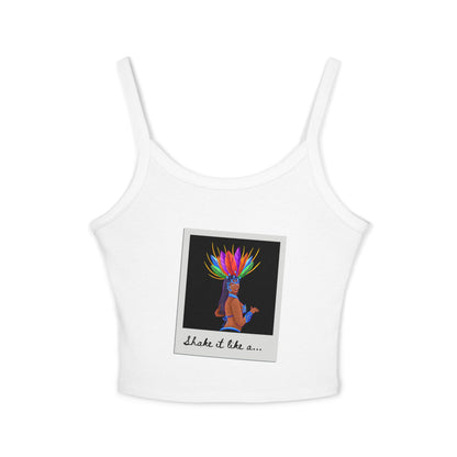 "Shake It Like a..." Women’s Spaghetti Strap Tank Top – Carnival-Inspired Samba Dancer Graphic | Fun Festival & Dancewear Top for Performers & Party Lovers