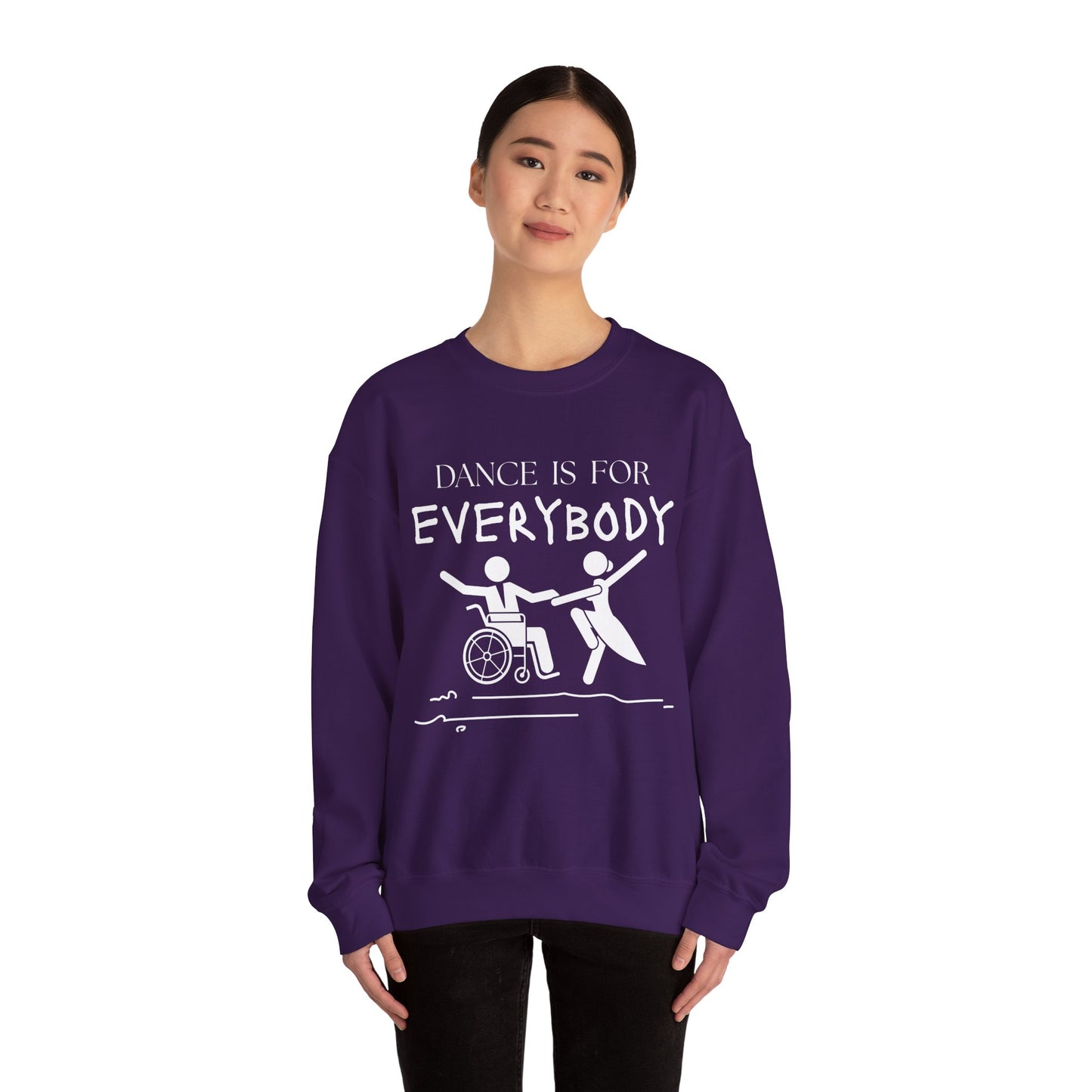 “Dance Is for Everybody” Inclusive Dance Sweatshirt – Unisex Heavy Blend Crewneck with Optional Name or Studio Personalization