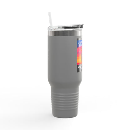 "Line Dancer, Get Your Boots In Line" 40oz Insulated Travel Mug – Cowgirl Dance-Themed Tumbler for Country Western Lovers