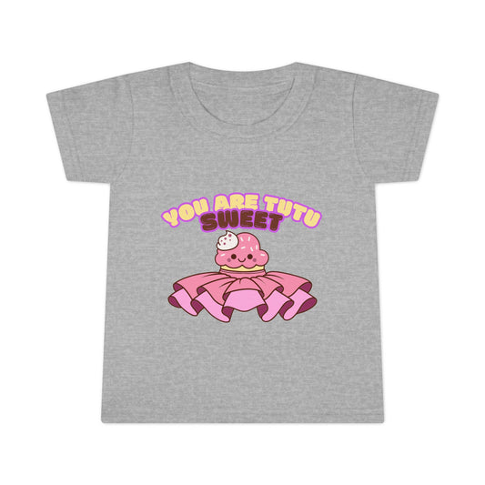 "You Are Tutu Sweet" Toddler Dance T-Shirt – Kawaii Cupcake in Tutu Graphic Short Sleeve Tee for Kids