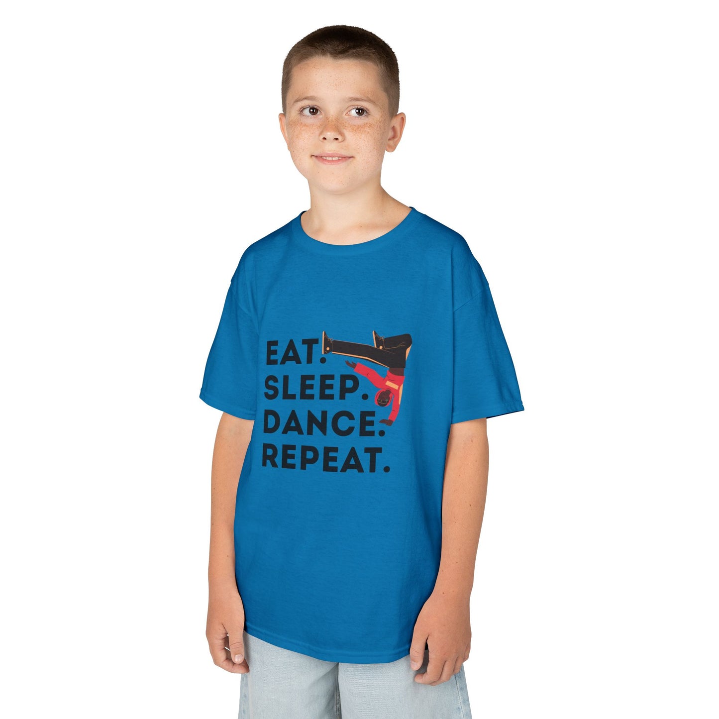 "Eat Sleep Dance Repeat" Youth Short Sleeve Tee – Bold B-Boy Graphic Hip-Hop Dance Shirt for Kids and Young Performers