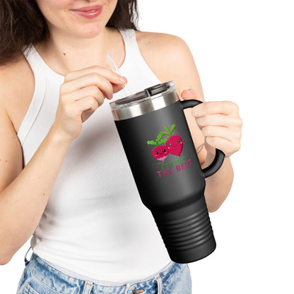 "Turnip the Beet" 40oz Insulated Travel Mug – Cute Veggie Dance Pun Tumbler for Music & Dance Lovers | Jete Shop 🥬🎶✨
