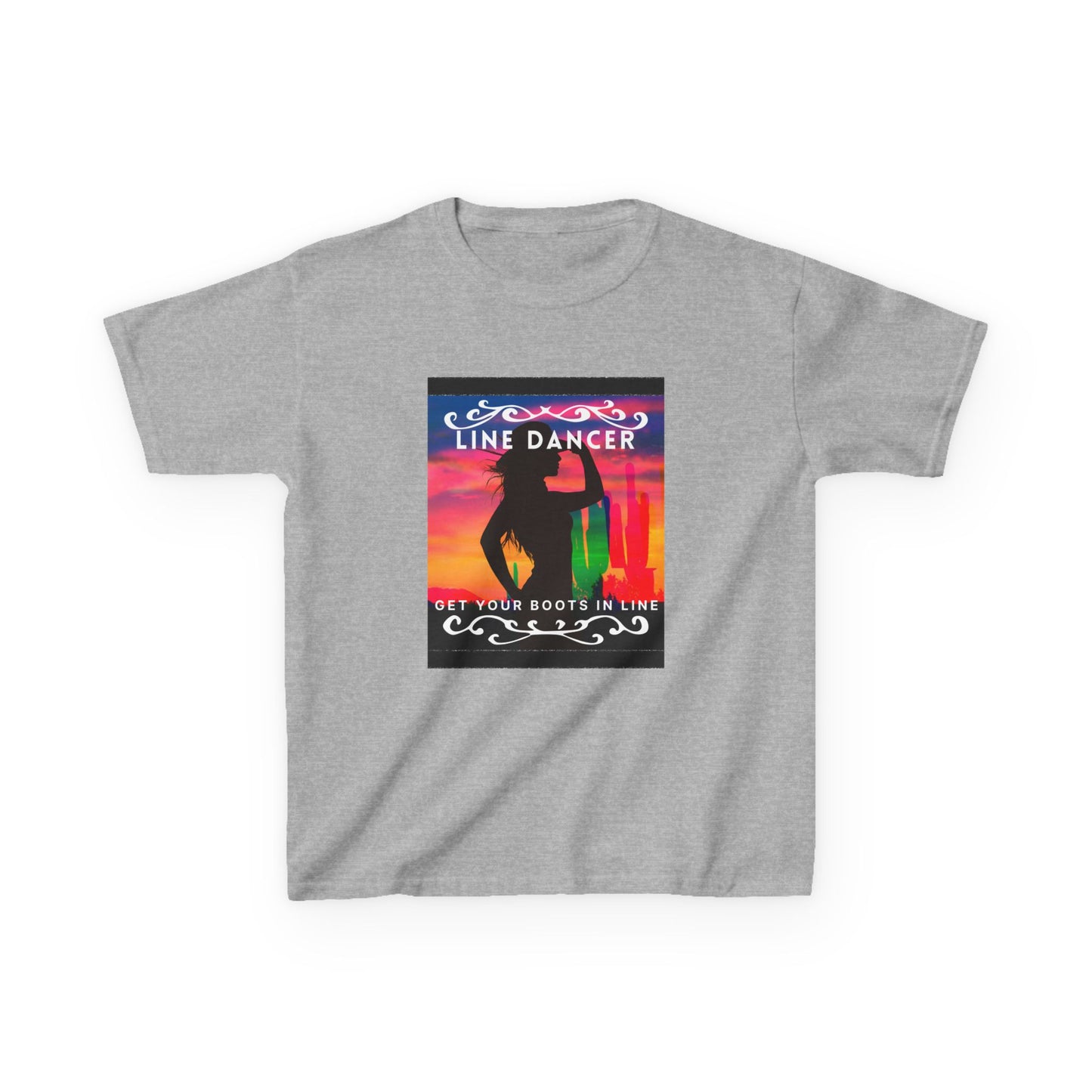 "Line Dancer – Get Your Boots in Line" Youth Short Sleeve Tee – Western-Inspired Country Dance Shirt for Kids