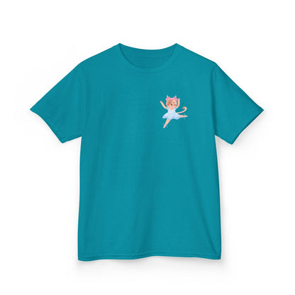 "Every Meow & Then I Dance" – Youth Short Sleeve Tee with Cute Dancing Cat Graphic | Kids’ Dance & Cat Lover T-Shirt