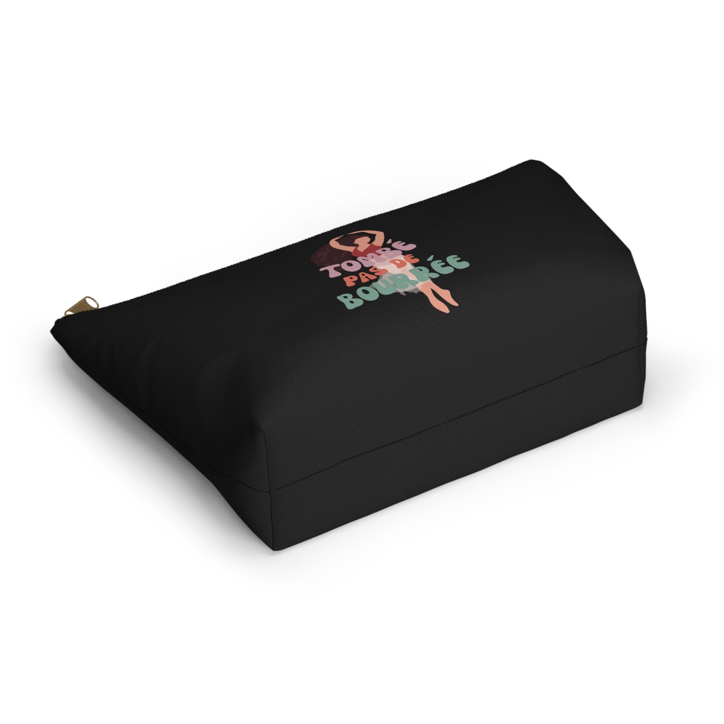 "Tombé Pas de Bourrée" Makeup Bag – Elegant Ballet Dancer Graphic – Ballet-Themed Zipper Pouch for Cosmetics, Accessories & Dance Gifts
